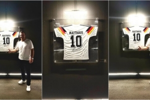 马特乌斯捐球衣在罗马奥林匹克球场展览，曾在这赢得世界杯欧洲杯