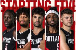 开拓者再战勇士首发:霍勒迪夏普阿夫迪亚格兰特克林根 杨瀚森替补